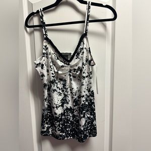 WHBM Black and White floral tank Large